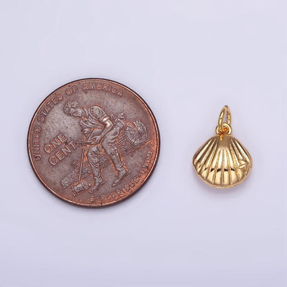 14K, 16K Gold Filled 8mm Sea Shell Line-Textured Add-On Charm | W482 AG012
