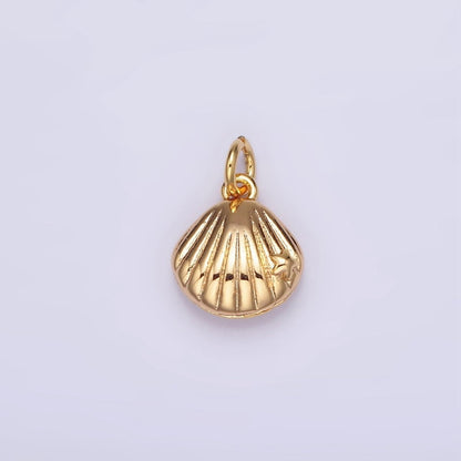 14K, 16K Gold Filled 8mm Sea Shell Line-Textured Add-On Charm | W482 AG012