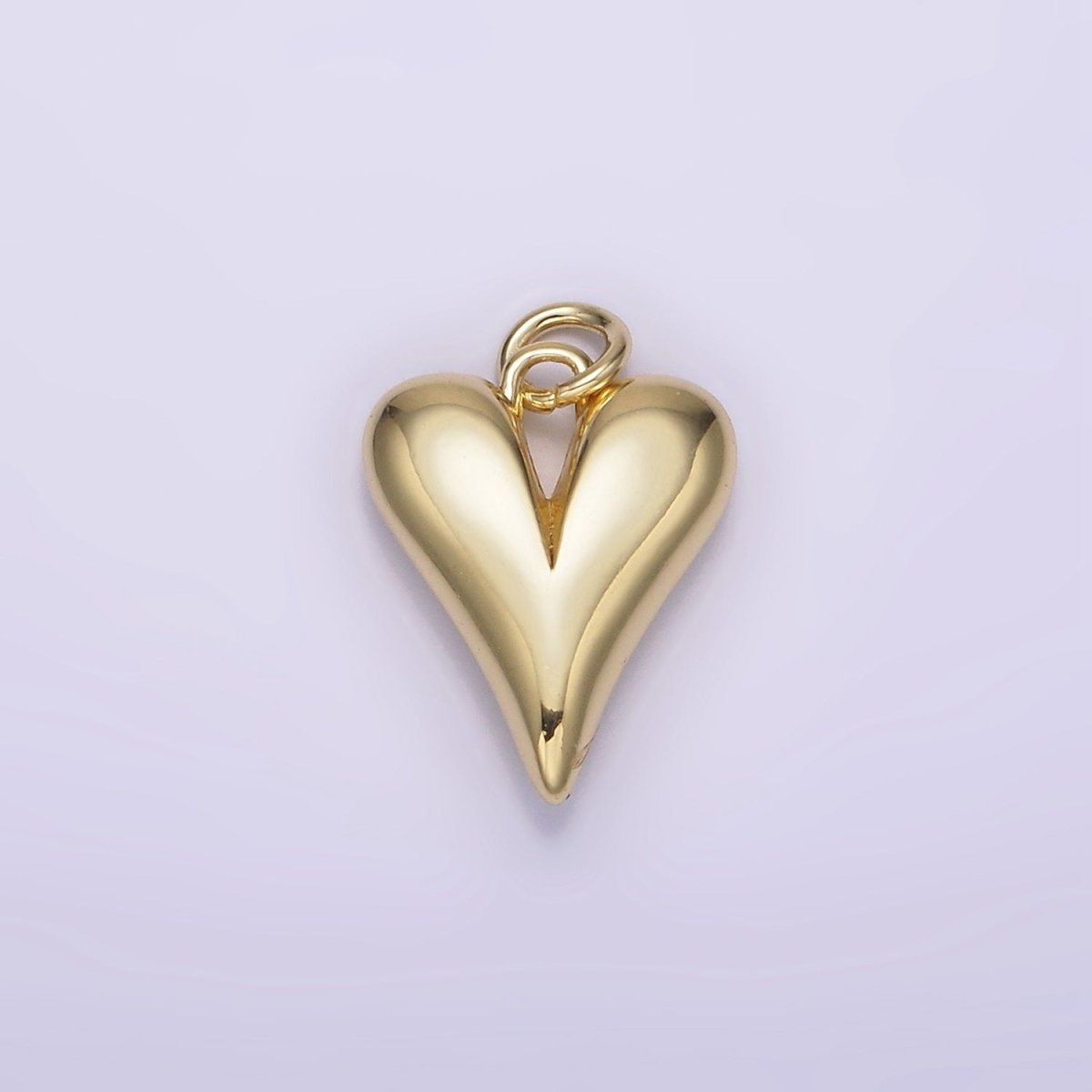 14K Gold Filled 16mm Long Puffed Minimalist Heart Charm In Gold &amp; Silver | AG196 N098