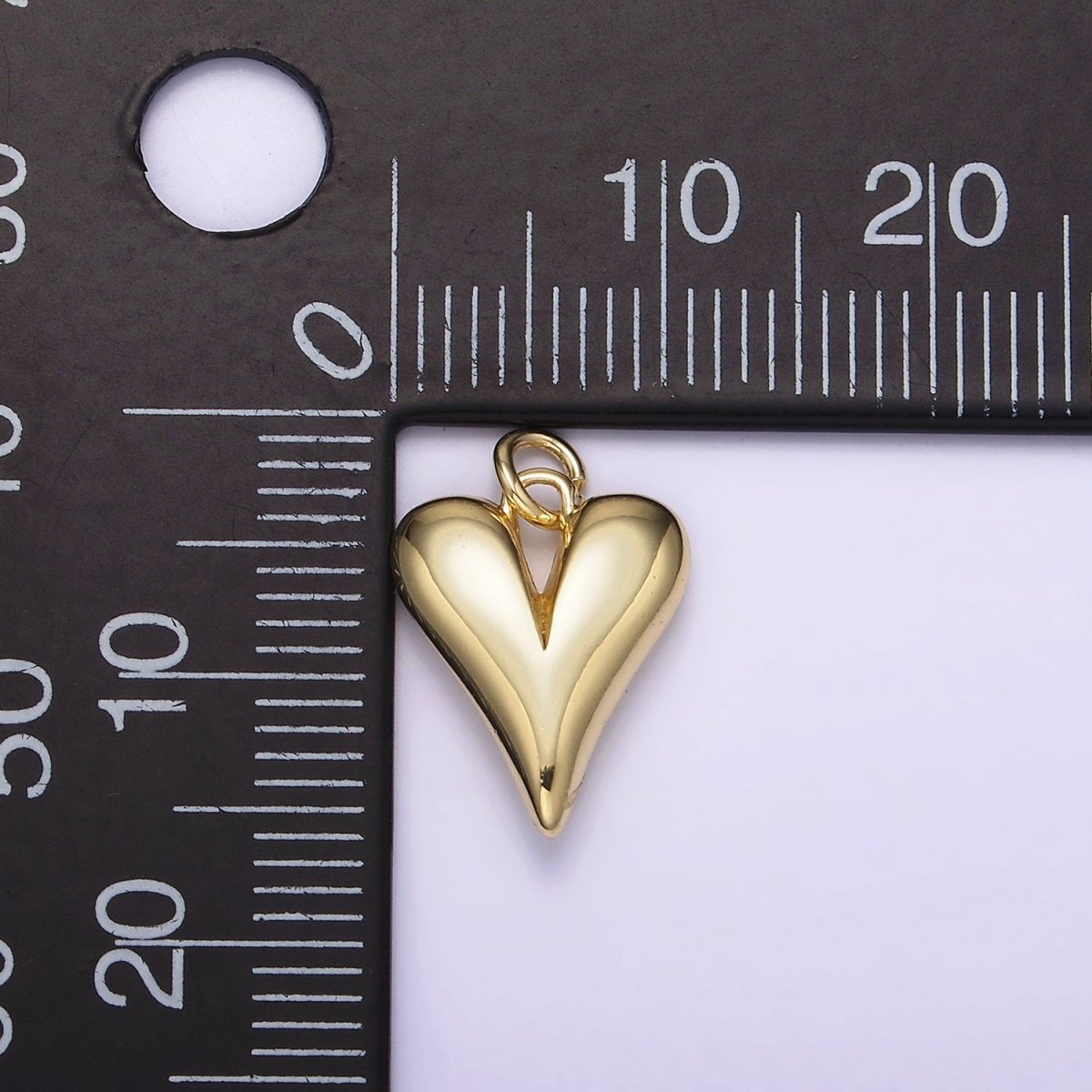 14K Gold Filled 16mm Long Puffed Minimalist Heart Charm In Gold &amp; Silver | AG196 N098