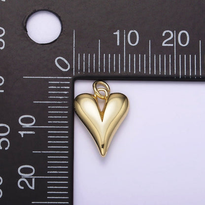 14K Gold Filled 16mm Long Puffed Minimalist Heart Charm In Gold &amp; Silver | AG196 N098