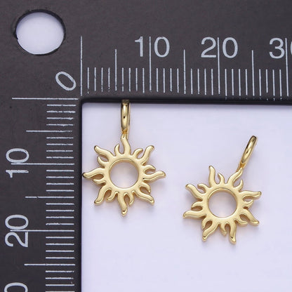 14K Gold Filled Open Celestial Sun Ray Minimalist Pendant | AG703