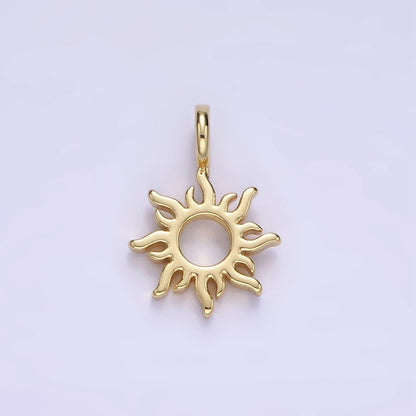 14K Gold Filled Open Celestial Sun Ray Minimalist Pendant | AG703