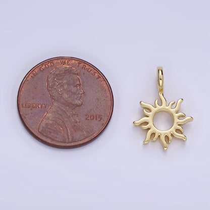 14K Gold Filled Open Celestial Sun Ray Minimalist Pendant | AG703