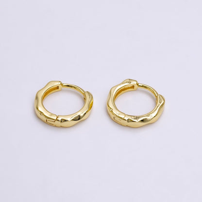 16K Gold Filled 13mm Geometric Wavy Huggie Earrings | AE766