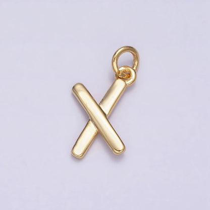 OS 16K Gold Filled Mini "X" Initial Crossed Stick Geometric Minimalist Add-On Charm | AC1151