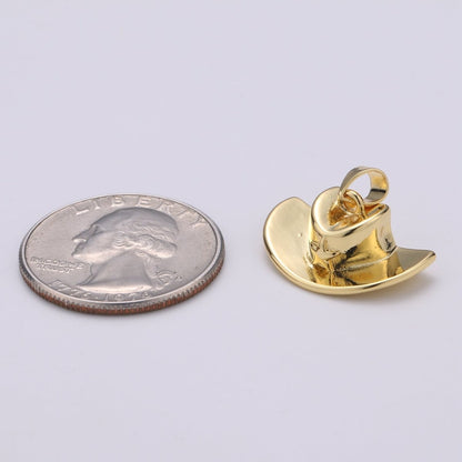 1pc 22x13mm Wholesale Gold-Filled Cowboy Hat Pendant Charm, Pendant for Necklace Bracelet Anklet Making J-134