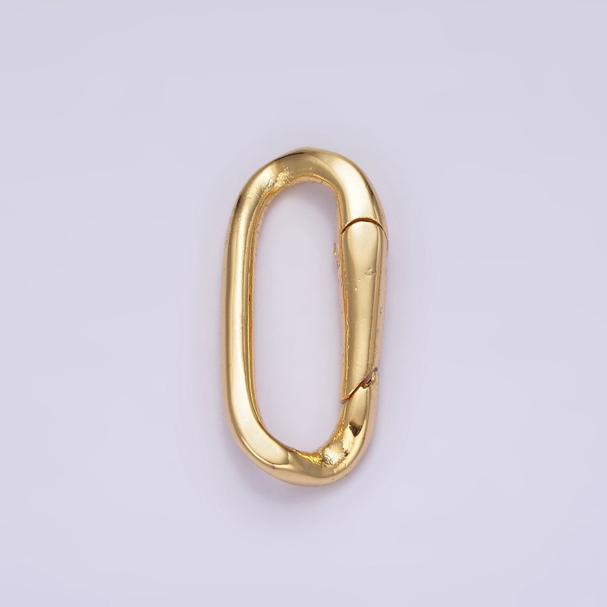 24K Gold Filled 21mm Edged Paperclip Oblong Push Spring Gate Minimalist Findings Supply | Z574