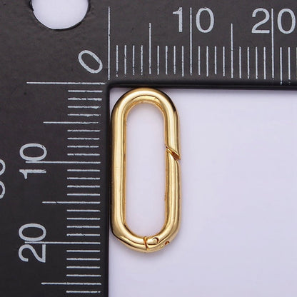 24K Gold Filled 21mm Push Oblong Oval Spring Gate Minimalist Findings Supply | Z575