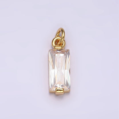 24K Gold Filled Clear Baguette CZ Bezel Add-On Charm | AC881