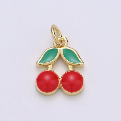 24K Gold Filled Red Cherry Tropical Fruit Charm D-929