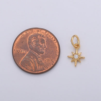 OS 24k Gold Filled Tiny Star Charm Gold North Star Charm Micro Pave Celestial Charm GF Necklace Bracelet Earring Jewelry Making Supply W-130