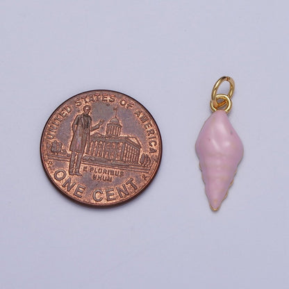 OS Baby Pink Enamel Conch Sea Shell Charm For Summer Beach Jewelry Making G-232