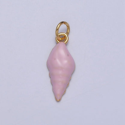 OS Baby Pink Enamel Conch Sea Shell Charm For Summer Beach Jewelry Making G-232
