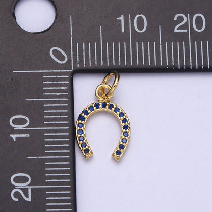 Blue Micro Paved CZ Lucky Horseshoe Add-On Charm | N371