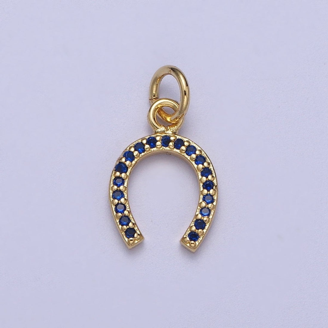 Blue Micro Paved CZ Lucky Horseshoe Add-On Charm | N371