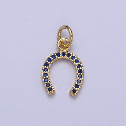 Blue Micro Paved CZ Lucky Horseshoe Add-On Charm | N371