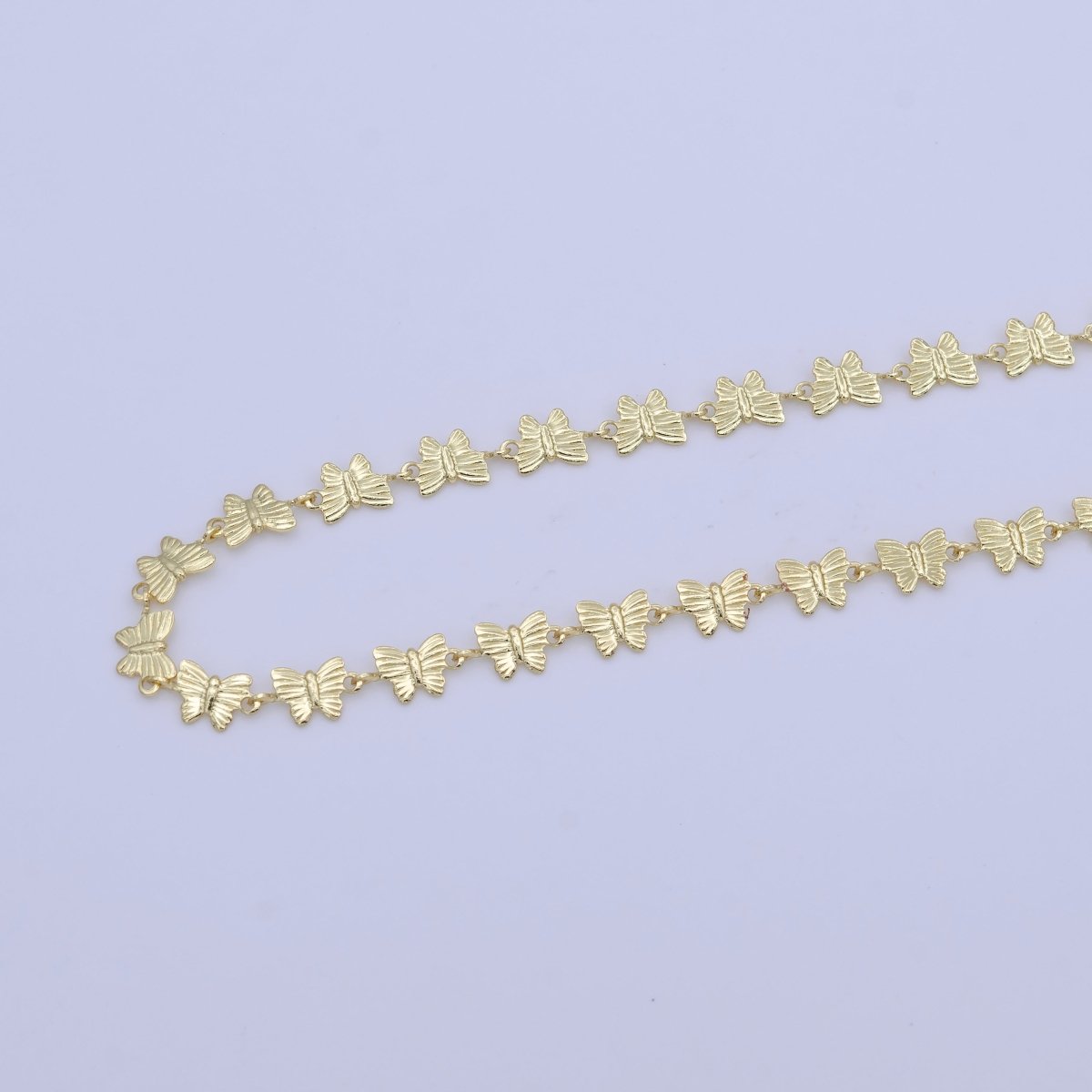 OS Butterfly Charm 24K Filled Gold Chain by Yard, Fancy Charm Chain, Wholesale bulk Roll Chain for Jewelry Making, Thickness 0.6mm | ROLL-458