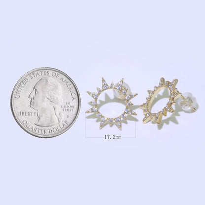 Dainty Sun Burst CZ Stud Earring T-048