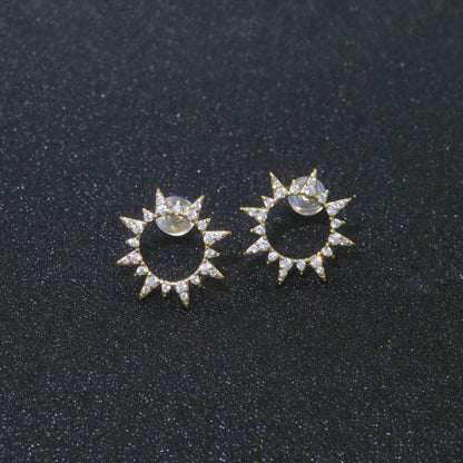 Dainty Sun Burst CZ Stud Earring T-048