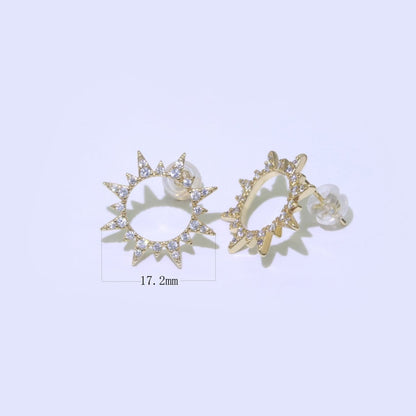 Dainty Sun Burst CZ Stud Earring T-048