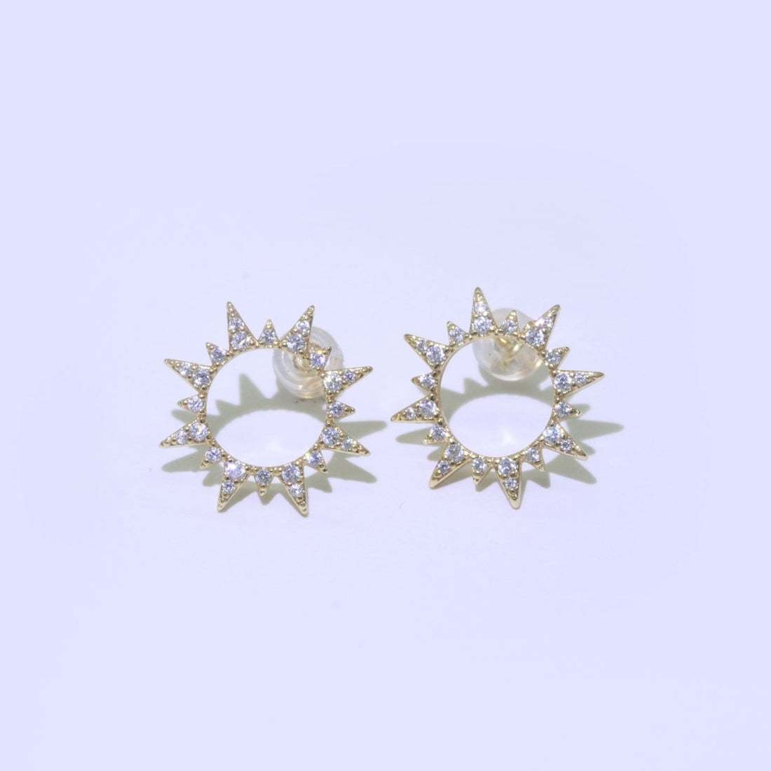 Dainty Sun Burst CZ Stud Earring T-048