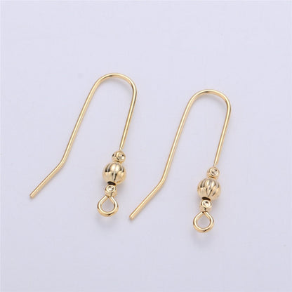 Ear Hooks 14k Gold Filled Ear Wires with Open Link for Charm, Handmade Earring Findings, Gold Earwires, DIY Jewelry Supply Component K-222