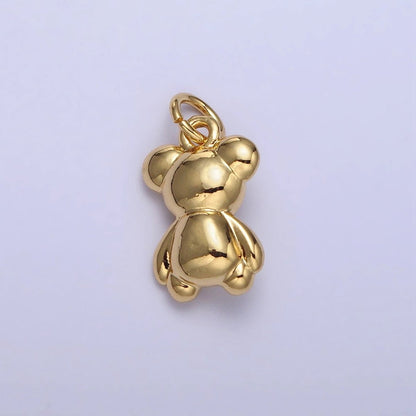 Gold Teddy Bear Animal Minimalist Mini Add-On Charm | AC215