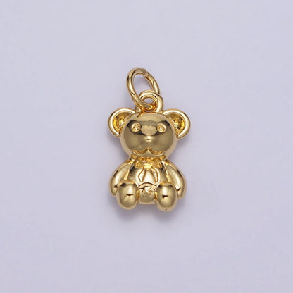 Gold Teddy Bear Animal Minimalist Mini Add-On Charm | AC215