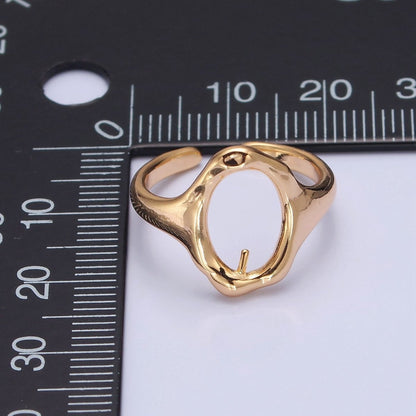 OS Hammered oval ring in Gold Large oval ring for women. Minimalist and modern Jewelry L-759