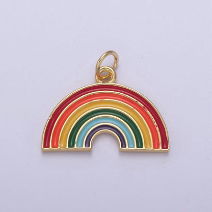 Mini Gold Filled Enamel Rainbow Charm Add on Charm for Bracelet Necklace Earring Supply N-744