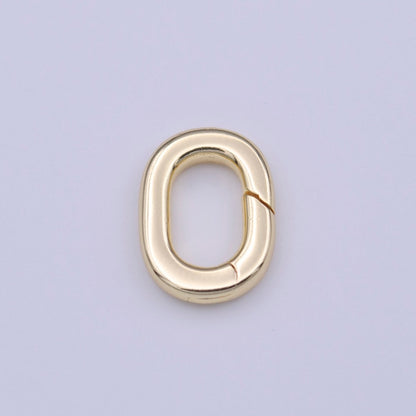 OS Mini Minimalist Gold Rectangular Oval Oblong Push Spring Gate Ring Jewelry Supply | K-234