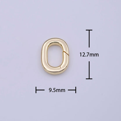 OS Mini Minimalist Gold Rectangular Oval Oblong Push Spring Gate Ring Jewelry Supply | K-234
