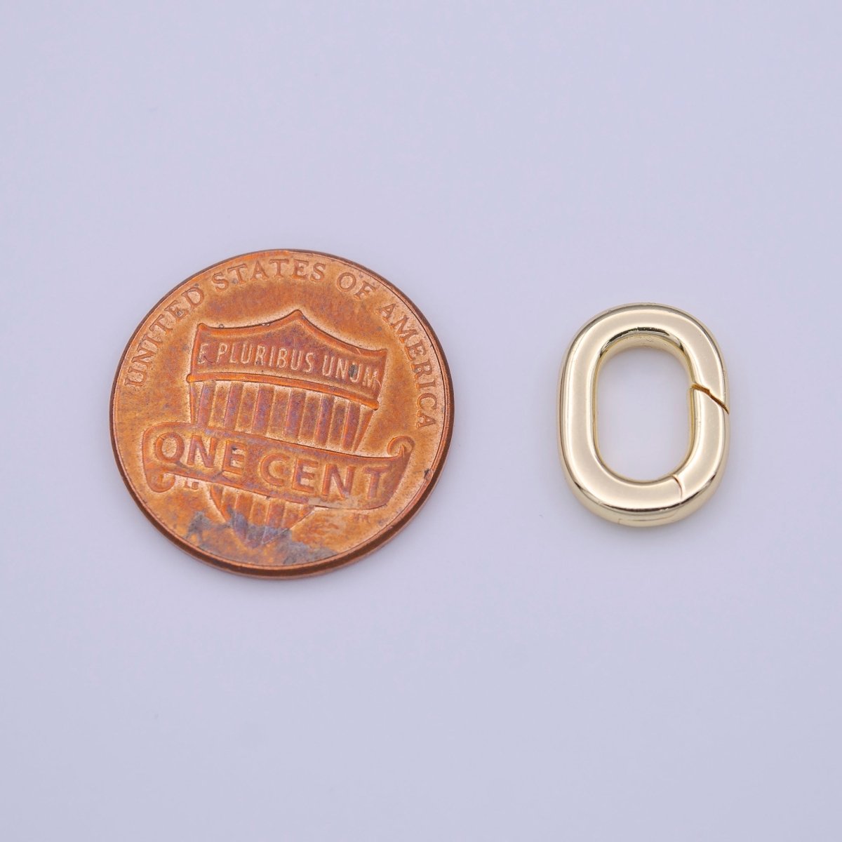 OS Mini Minimalist Gold Rectangular Oval Oblong Push Spring Gate Ring Jewelry Supply | K-234