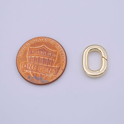 OS Mini Minimalist Gold Rectangular Oval Oblong Push Spring Gate Ring Jewelry Supply | K-234