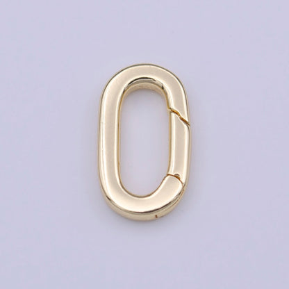 Minimalist 14mm Oval Oblong Push Spring Ring Gate Gold Jewelry Supply | K-235