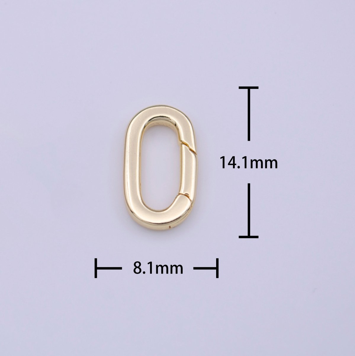 Minimalist 14mm Oval Oblong Push Spring Ring Gate Gold Jewelry Supply | K-235