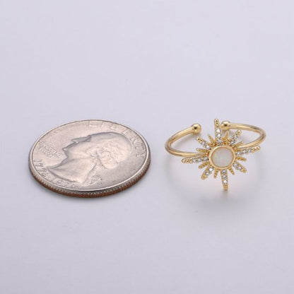 Opal sun ring, Dainty sunshine ring, Thin Gold Ring, October Birthstone, Delicate celestial Jewelry, Solar Polaris R-200