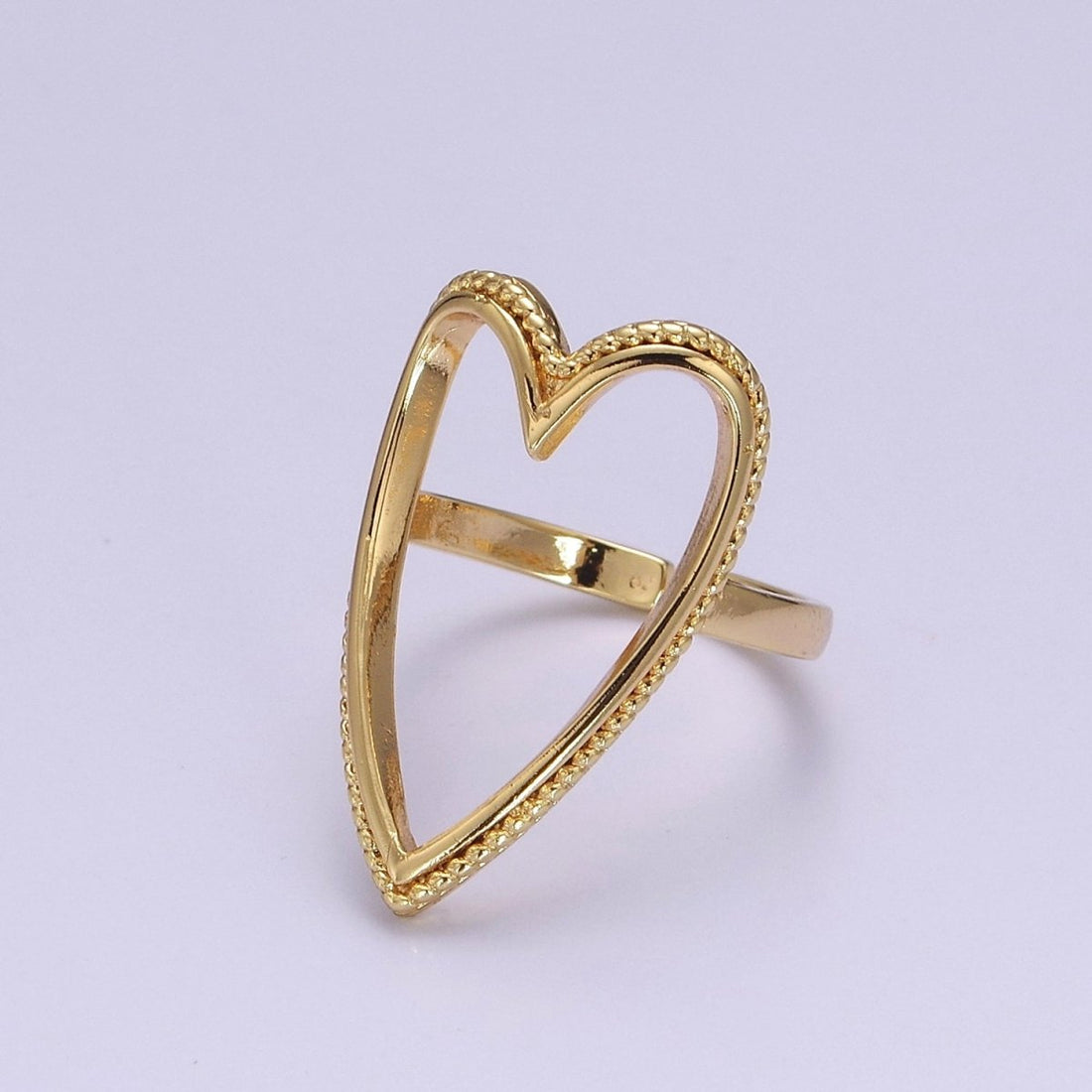 OS Open Heart Ring, Heart Cut Out Ring, Everyday Ring 18K Gold Filled Ring, Fun Unique Cute Ring For Women O-2081