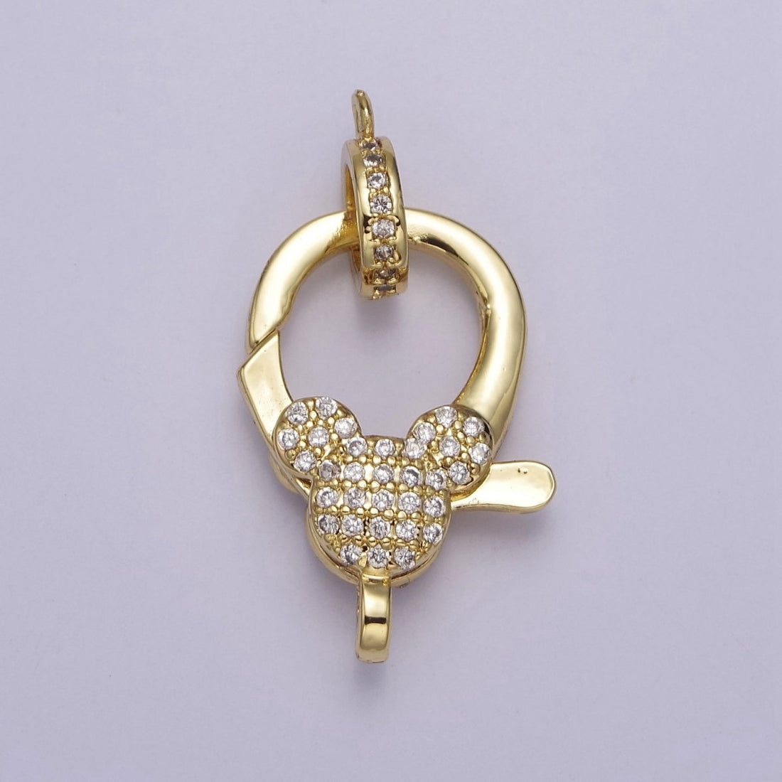 OS Pave Mickey Gold Parrot Clasps Lobster Clasp Pendant Unique Design Component Lobster Clasp for Jewelry Supply  L-723