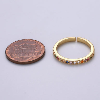 OS Rainbow Crystal 18K Gold Filled Simple Adjustable Ring O-360