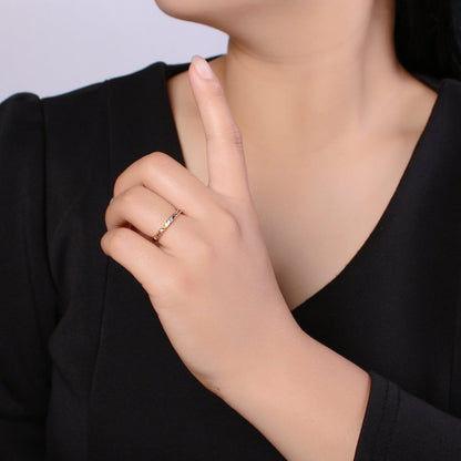OS Rainbow Crystal 18K Gold Filled Simple Adjustable Ring O-360