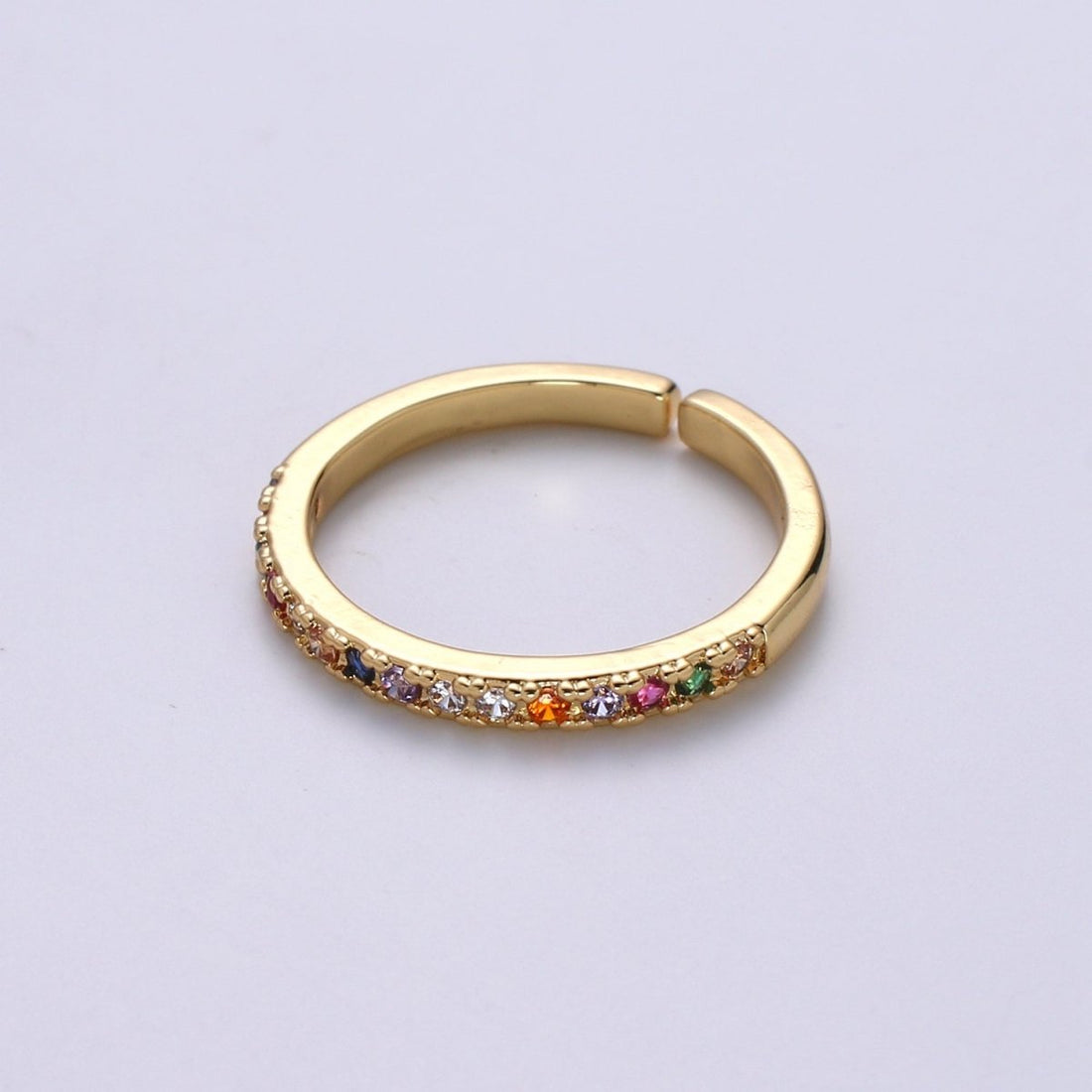 OS Rainbow Crystal 18K Gold Filled Simple Adjustable Ring O-360