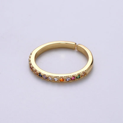 OS Rainbow Crystal 18K Gold Filled Simple Adjustable Ring O-360