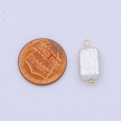 Rectangular Flat 18mm Natural White Freshwater Pearl Charm C-171
