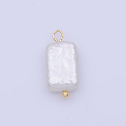 Rectangular Flat 18mm Natural White Freshwater Pearl Charm C-171