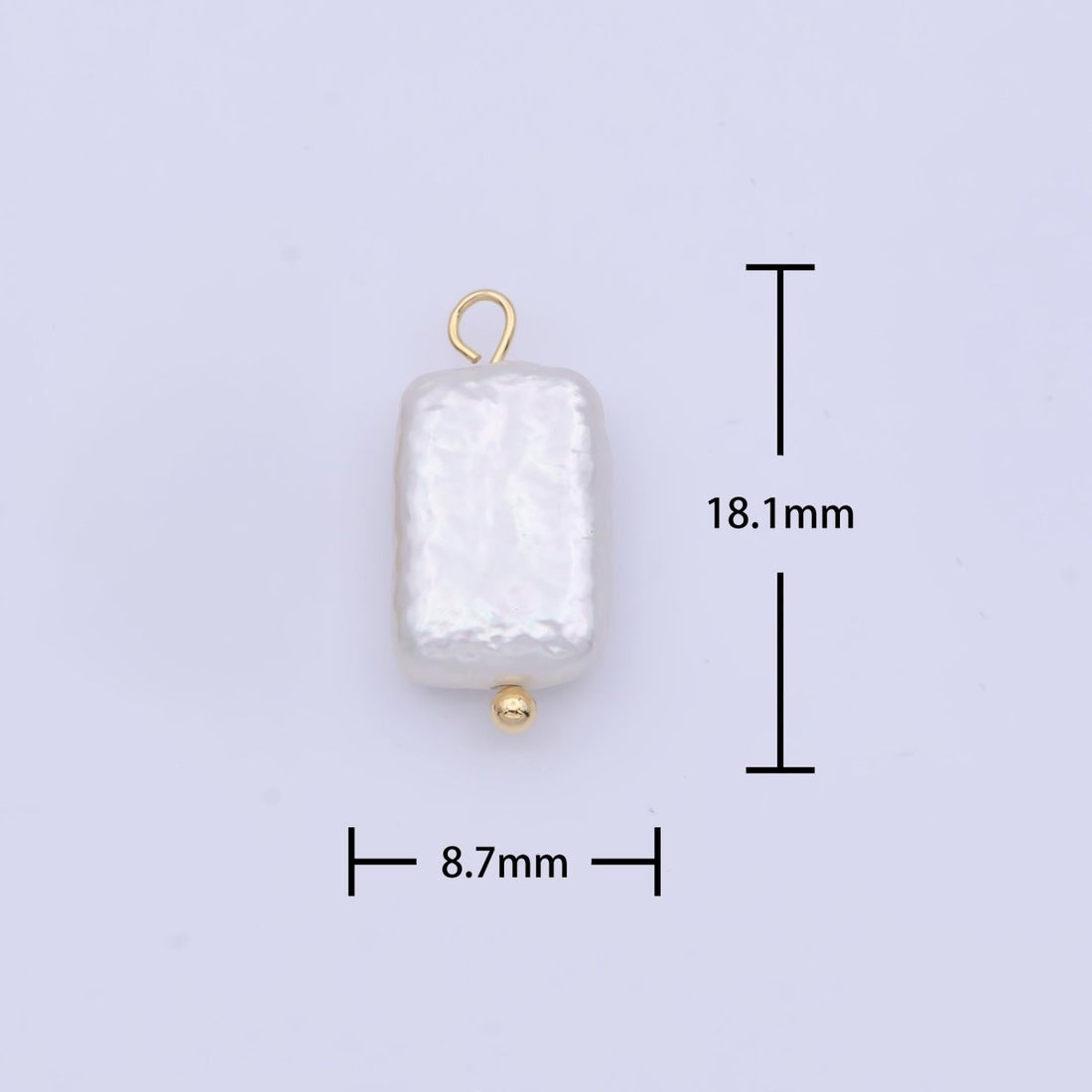 Rectangular Flat 18mm Natural White Freshwater Pearl Charm C-171
