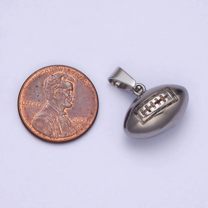 Stainless Steel American Football Athletic Sport Pendant in Gold &amp; Silver J-710 J-711