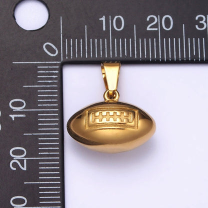 Stainless Steel American Football Athletic Sport Pendant in Gold &amp; Silver J-710 J-711