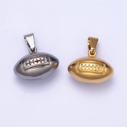 Stainless Steel American Football Athletic Sport Pendant in Gold &amp; Silver J-710 J-711